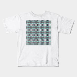 1960s Grey and Blue wallpaper pattern Kids T-Shirt